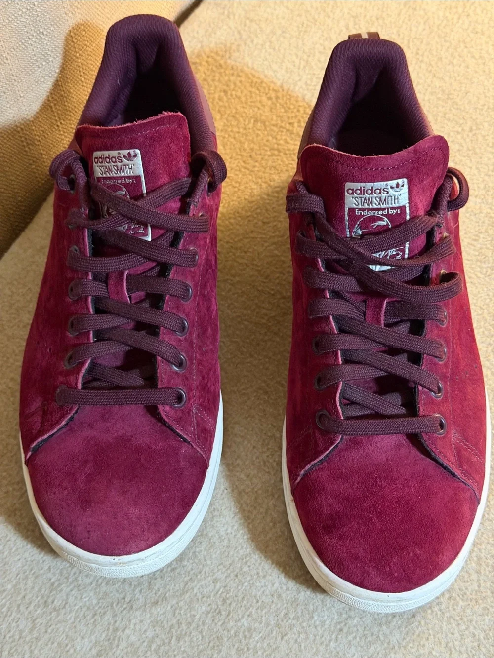 adidas Stan Smith Burgundy Suede Sneakers